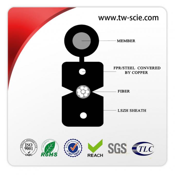 2 cabo pendente exterior do núcleo FTTH na fibra de G657A