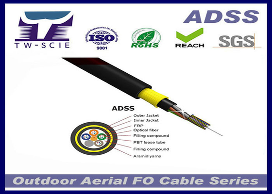 O multi núcleo G657A2 ADSS do revestimento dobro afrouxa o cabo de fibra ótica do tubo com o excelente no desempenho