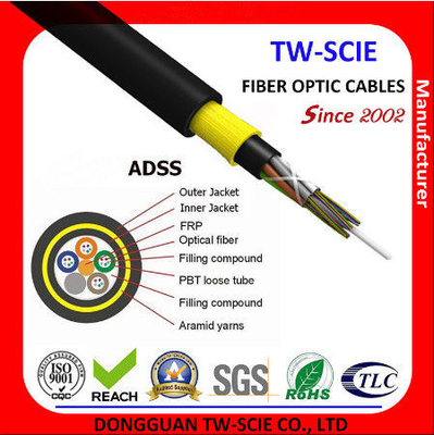 Cabo de fibra ótica blindado exterior de pouco peso do OEM, PE/no cabo exterior da rede da fibra ótica da bainha ADSS