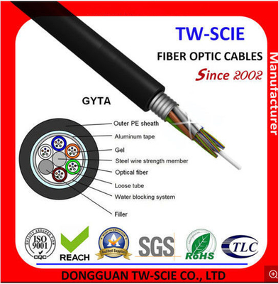 1-144 o núcleo GYTA G652D protegeu tubo fraco o tempo mais longo encalhado do cabo de fibra ótica