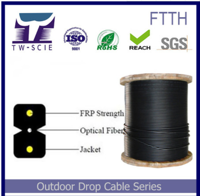 Cabo de fibra ótica protegido interno do núcleo de FTTH 2, cabo pendente da fibra fácil colocar