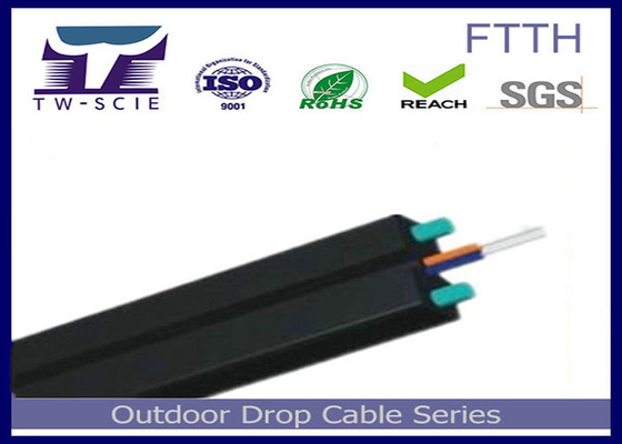 1-4 o cabo pendente FRP do núcleo FTTH/o membro força do aço cobriu o cabo ótico liso