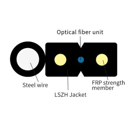 Flexível 2 6 Núcleo G657 A1 G 657a1 Cable de queda de fibra óptica FTTH auto-sustentável
