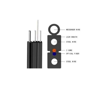 Fios de aço externos 1 núcleo 2 núcleos 4 núcleos auto-suportantes G657a1 G657a2 9/125 FTTH Drop Cable