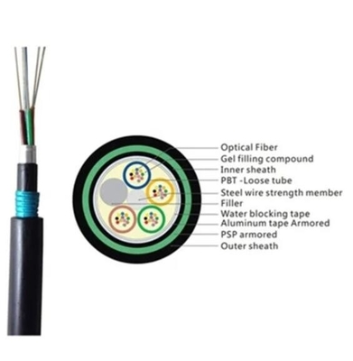 Cable de fibra óptica de 24 núcleos de enterro direto 1 km preço Cable de fibra óptica de enterro direto