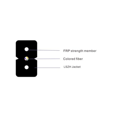 Cable FTTH de queda para interiores, resistência a FRP Memeber, 1-12F, escolha de OS2/OM2/OM3/OM4, LSZH