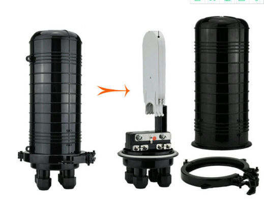 Do fechamento de fibra ótica da junção do cabo de 36 núcleos tipo horizontal cor preta