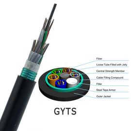 O cabo de fibra ótica exterior GYTS-aéreo com o multi tubo fraco do enterro direto corrugou o cabo blindado de aço para