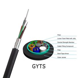 O cabo de fibra ótica exterior GYTS-aéreo com o multi tubo fraco do enterro direto corrugou o cabo blindado de aço para