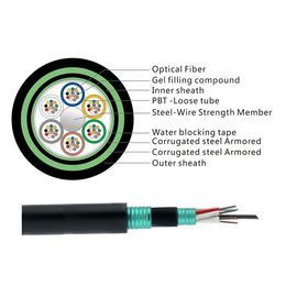 Fibra blindada das fibras de G652D 12 - resistente de umidade do cabo ótico