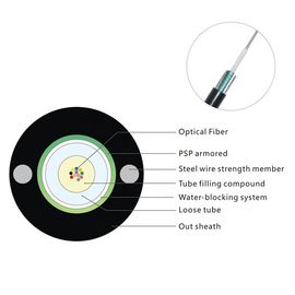 PE Jacket GYXTW 8 Core Central Tubos soltos Área externa e ducto SM Fibra de cabo com fio de aço membro de resistência