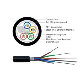 GYTA Single Loose Tube Outdoor Aerial and Duct 24 Core SM Fiber Optic Cable com membro de resistência de fio de aço
