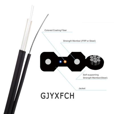 2 núcleos G657A1 fibra GJYXCH GJYXFCH FTTH cabo drop ao ar livre