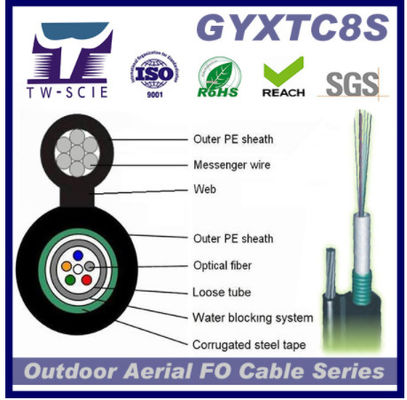 Cabos de fibra ótica exteriores do núcleo de GYXTC8S autossuficiente 24