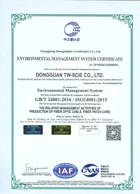 CHINA DONGGUAN TW-SCIE CO., LTD. Certificações