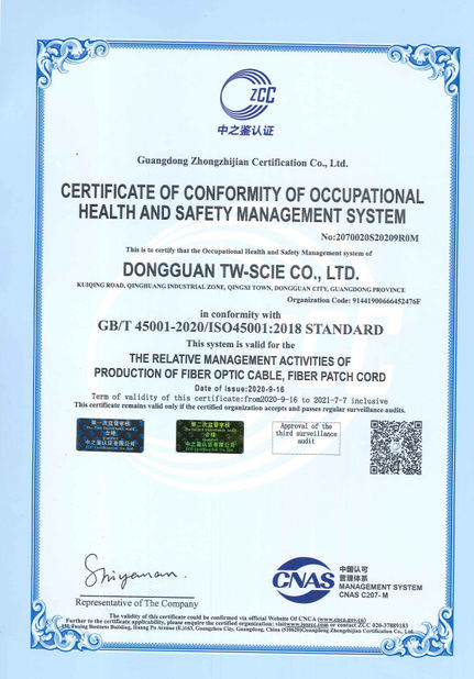 CHINA DONGGUAN TW-SCIE CO., LTD. Certificações